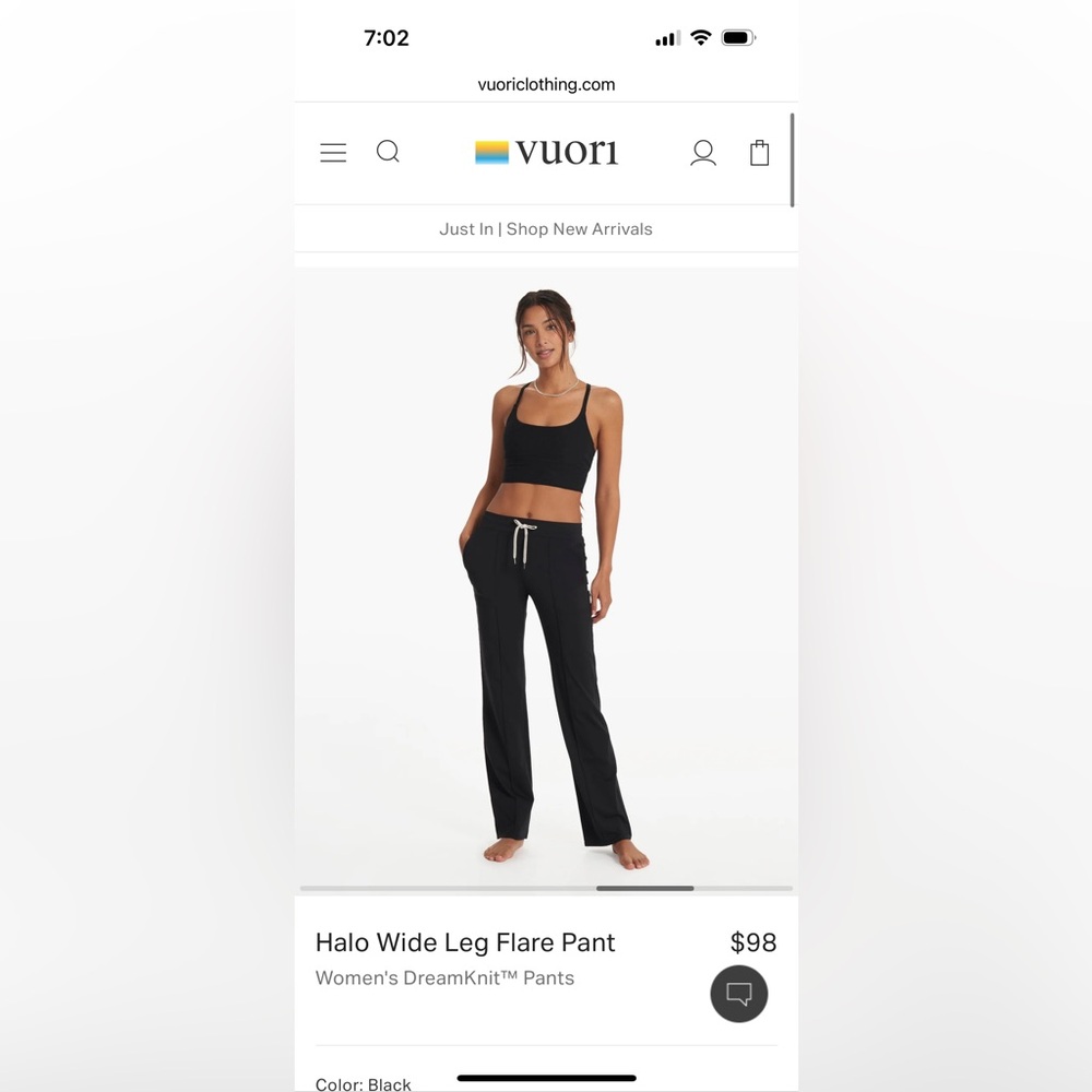 Vuori halo wide leg flare pant